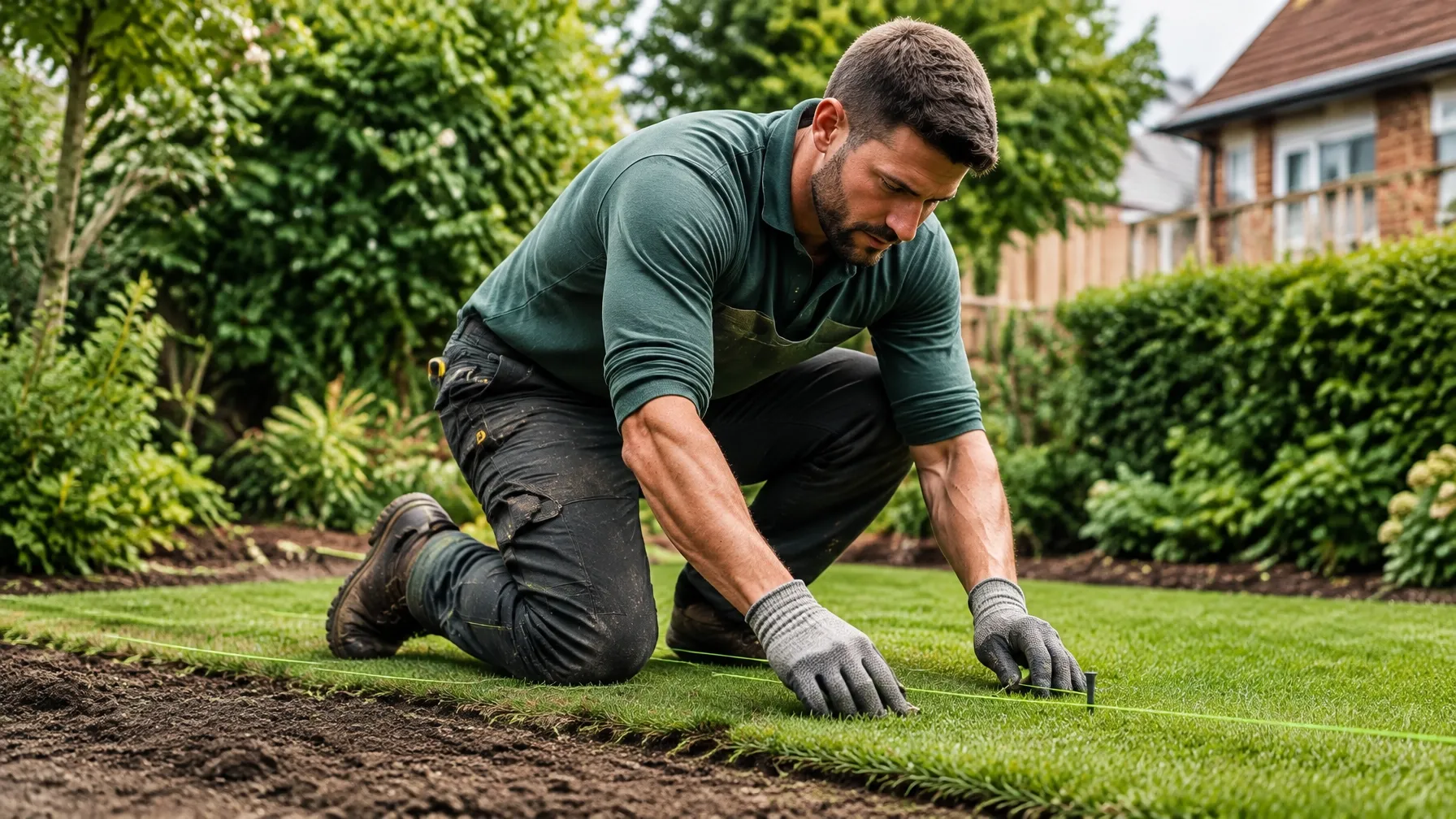 Landscaper setting out a garden project